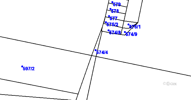 Parcela st. 574/4 v KÚ Doubí u Liberce, Katastrální mapa