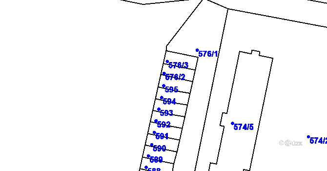 Parcela st. 595 v KÚ Doubí u Liberce, Katastrální mapa