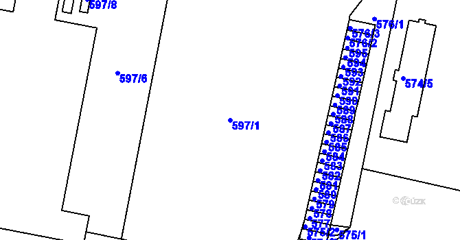 Parcela st. 597/1 v KÚ Doubí u Liberce, Katastrální mapa