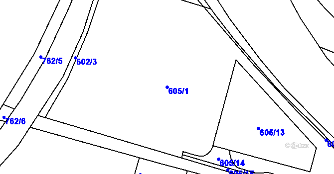 Parcela st. 605/1 v KÚ Doubí u Liberce, Katastrální mapa