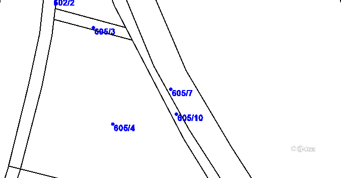 Parcela st. 605/7 v KÚ Doubí u Liberce, Katastrální mapa