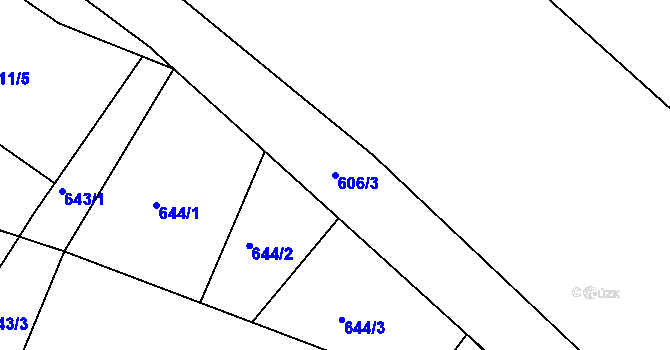 Parcela st. 606/3 v KÚ Doubí u Liberce, Katastrální mapa