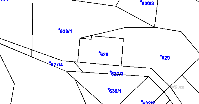 Parcela st. 628 v KÚ Doubí u Liberce, Katastrální mapa