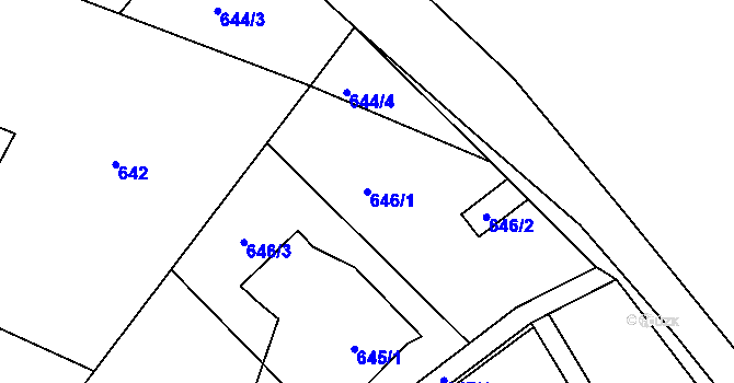 Parcela st. 646/1 v KÚ Doubí u Liberce, Katastrální mapa