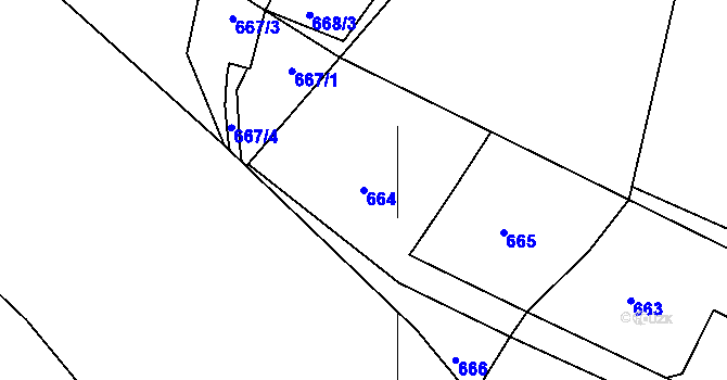 Parcela st. 664 v KÚ Doubí u Liberce, Katastrální mapa
