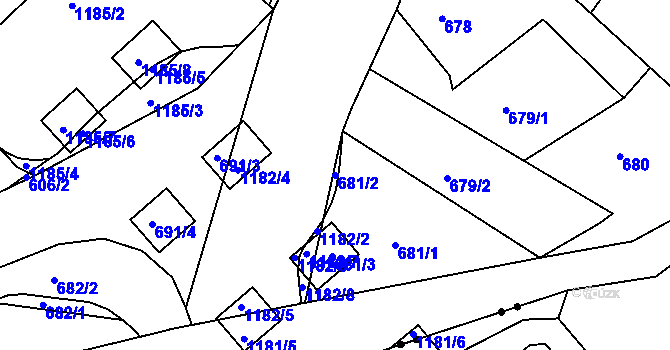 Parcela st. 681/2 v KÚ Doubí u Liberce, Katastrální mapa
