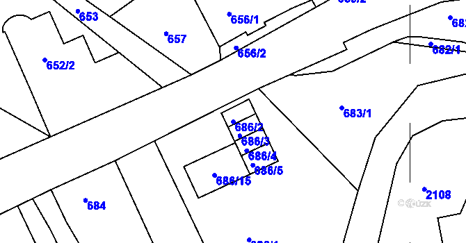Parcela st. 686/2 v KÚ Doubí u Liberce, Katastrální mapa