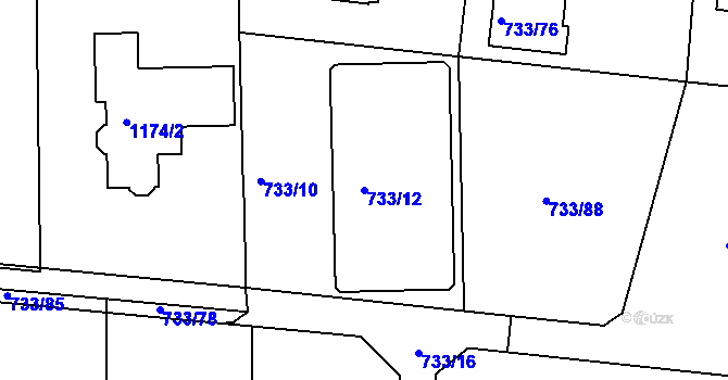 Parcela st. 733/12 v KÚ Doubí u Liberce, Katastrální mapa