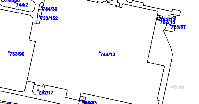 Parcela st. 744/13 v KÚ Doubí u Liberce, Katastrální mapa