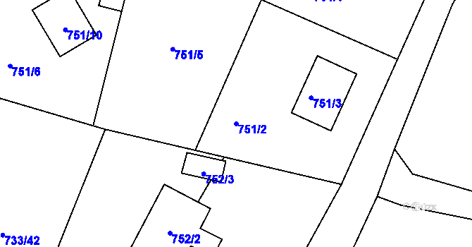 Parcela st. 751/2 v KÚ Doubí u Liberce, Katastrální mapa