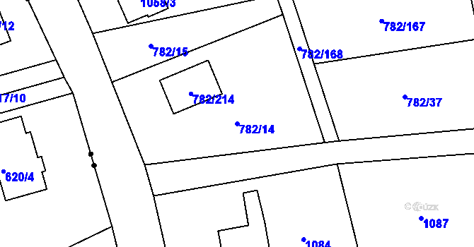 Parcela st. 782/14 v KÚ Doubí u Liberce, Katastrální mapa