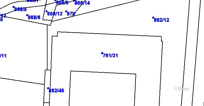 Parcela st. 791/31 v KÚ Doubí u Liberce, Katastrální mapa