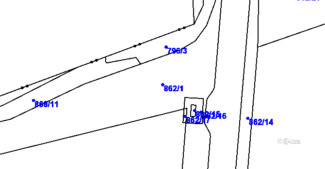 Parcela st. 862/1 v KÚ Doubí u Liberce, Katastrální mapa