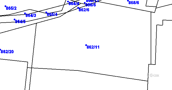 Parcela st. 862/11 v KÚ Doubí u Liberce, Katastrální mapa