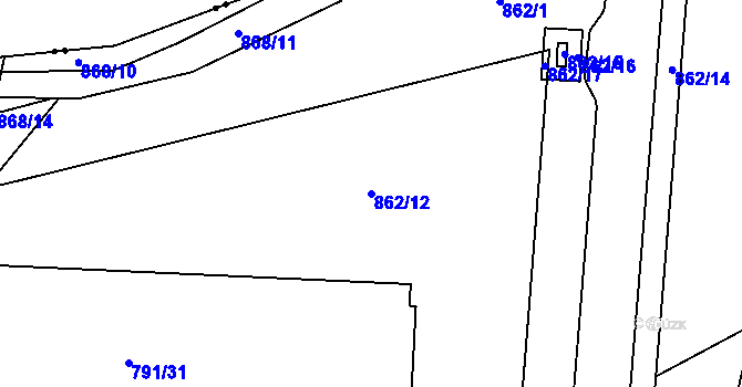 Parcela st. 862/12 v KÚ Doubí u Liberce, Katastrální mapa