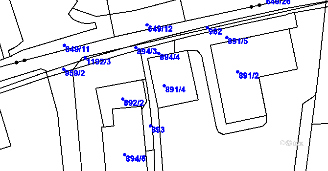 Parcela st. 891/4 v KÚ Doubí u Liberce, Katastrální mapa
