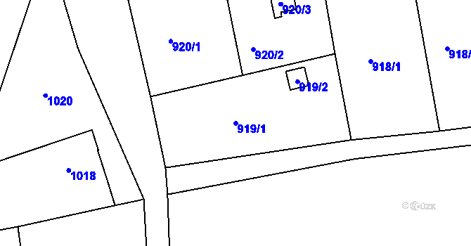 Parcela st. 919/1 v KÚ Doubí u Liberce, Katastrální mapa