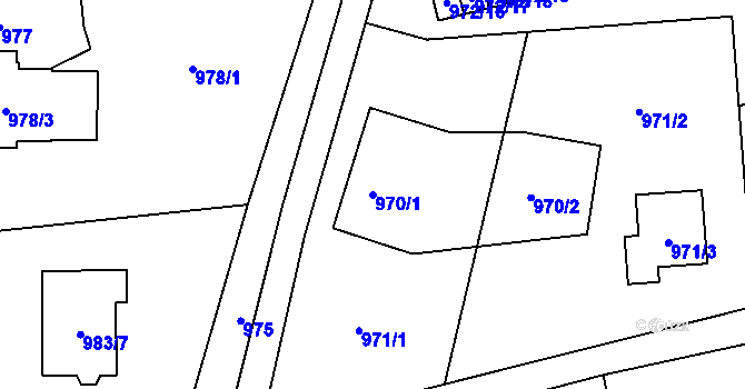 Parcela st. 970/1 v KÚ Doubí u Liberce, Katastrální mapa
