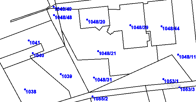 Parcela st. 1048/21 v KÚ Doubí u Liberce, Katastrální mapa