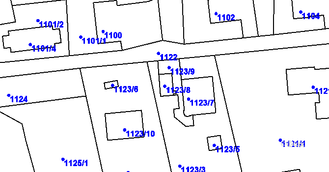 Parcela st. 1123/8 v KÚ Doubí u Liberce, Katastrální mapa
