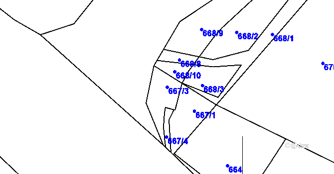 Parcela st. 667/3 v KÚ Doubí u Liberce, Katastrální mapa