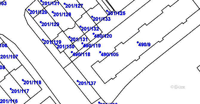 Parcela st. 490/105 v KÚ Doubí u Liberce, Katastrální mapa