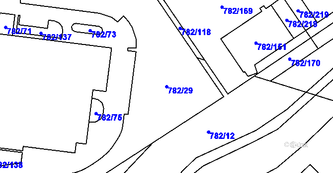 Parcela st. 782/29 v KÚ Doubí u Liberce, Katastrální mapa