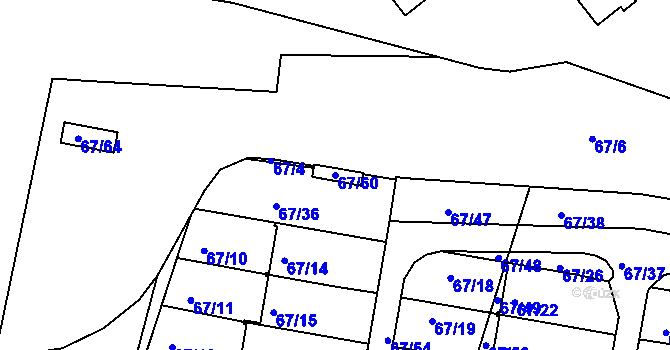 Parcela st. 67/60 v KÚ Doubí u Liberce, Katastrální mapa