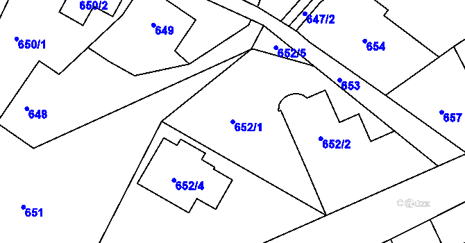 Parcela st. 652/1 v KÚ Doubí u Liberce, Katastrální mapa