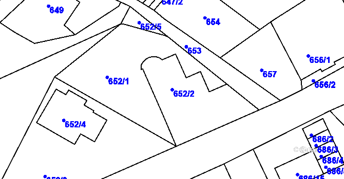 Parcela st. 652/2 v KÚ Doubí u Liberce, Katastrální mapa