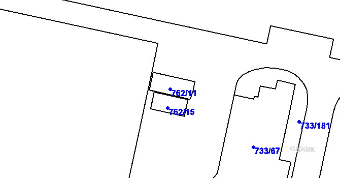 Parcela st. 762/11 v KÚ Doubí u Liberce, Katastrální mapa