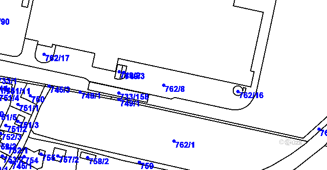 Parcela st. 762/8 v KÚ Doubí u Liberce, Katastrální mapa