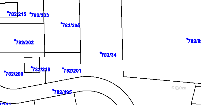 Parcela st. 782/34 v KÚ Doubí u Liberce, Katastrální mapa