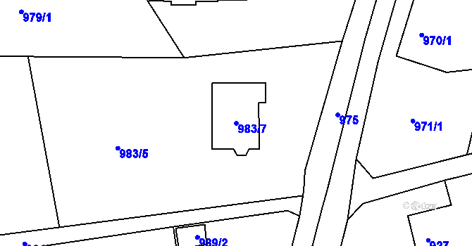 Parcela st. 983/7 v KÚ Doubí u Liberce, Katastrální mapa