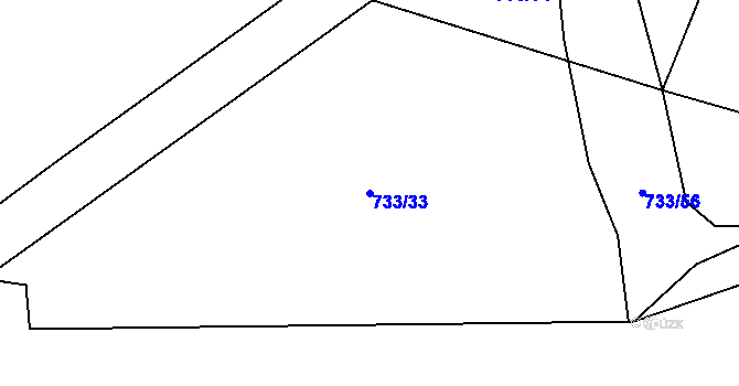 Parcela st. 733/33 v KÚ Doubí u Liberce, Katastrální mapa