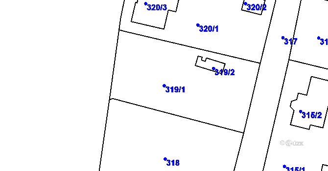 Parcela st. 319/1 v KÚ Doubí u Liberce, Katastrální mapa