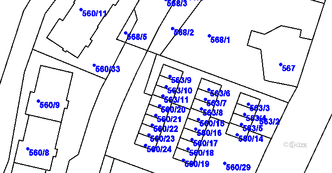 Parcela st. 563/10 v KÚ Doubí u Liberce, Katastrální mapa