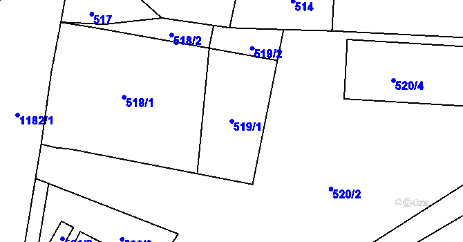 Parcela st. 519/1 v KÚ Doubí u Liberce, Katastrální mapa