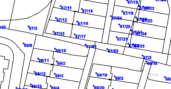 Parcela st. 67/61 v KÚ Doubí u Liberce, Katastrální mapa
