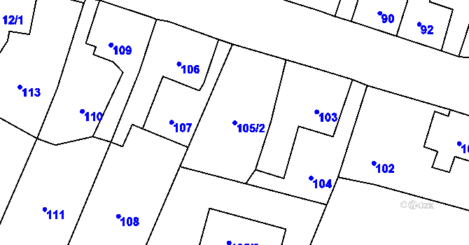 Parcela st. 105/2 v KÚ Doubí u Liberce, Katastrální mapa