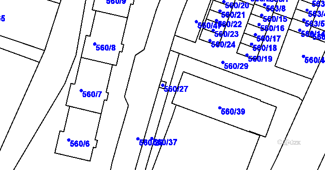 Parcela st. 560/27 v KÚ Doubí u Liberce, Katastrální mapa