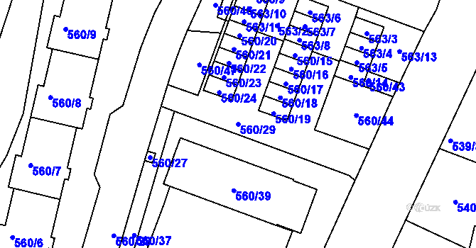 Parcela st. 560/29 v KÚ Doubí u Liberce, Katastrální mapa