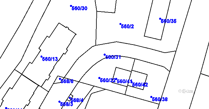 Parcela st. 560/31 v KÚ Doubí u Liberce, Katastrální mapa