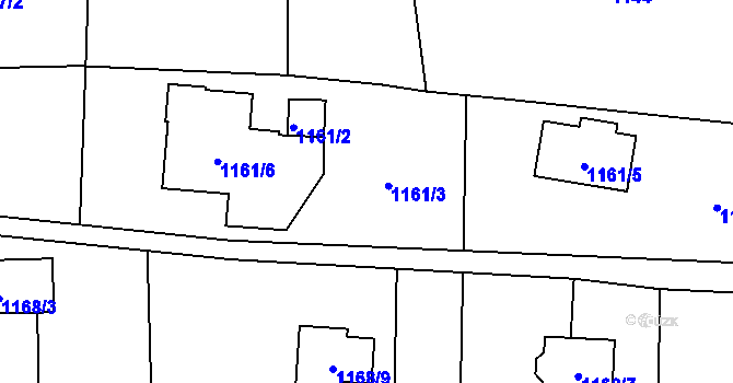 Parcela st. 1161/3 v KÚ Doubí u Liberce, Katastrální mapa
