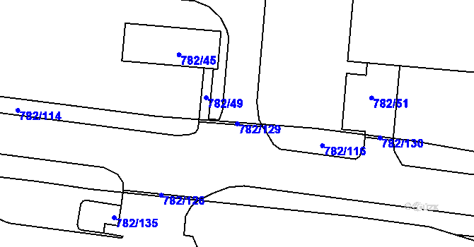 Parcela st. 782/129 v KÚ Doubí u Liberce, Katastrální mapa