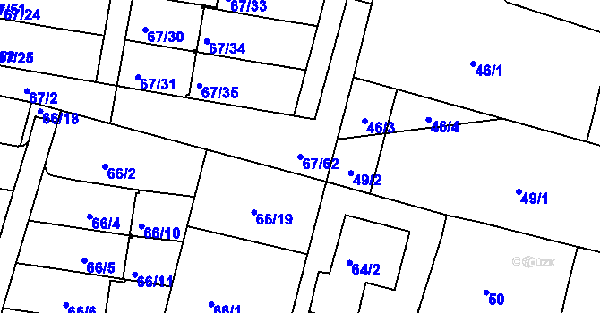 Parcela st. 67/62 v KÚ Doubí u Liberce, Katastrální mapa