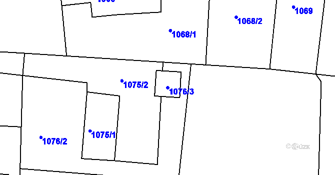 Parcela st. 1076/3 v KÚ Doubí u Liberce, Katastrální mapa