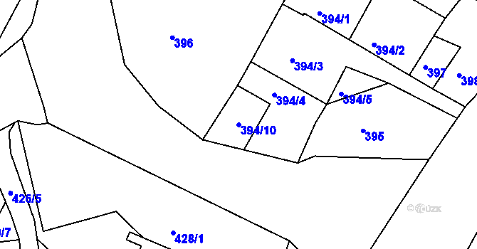 Parcela st. 394/10 v KÚ Doubí u Liberce, Katastrální mapa