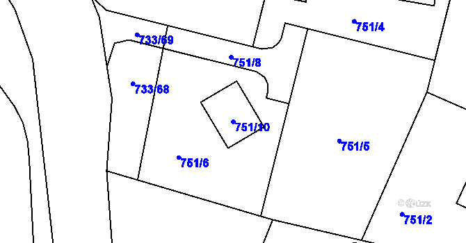 Parcela st. 751/10 v KÚ Doubí u Liberce, Katastrální mapa