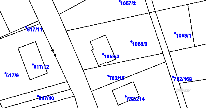 Parcela st. 1058/3 v KÚ Doubí u Liberce, Katastrální mapa